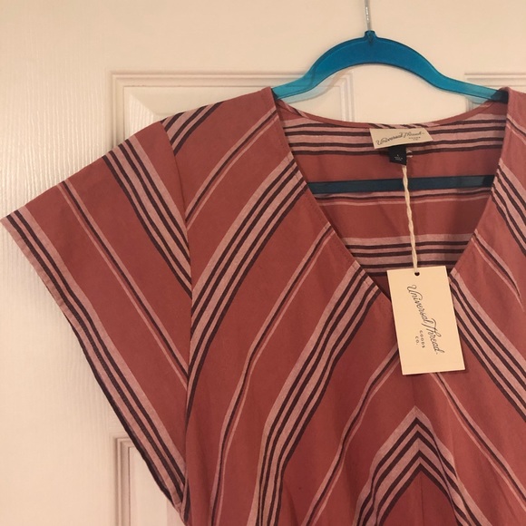 Striped Light Pink Dress w/ Ruffled Bottom - Picture 3 of 6